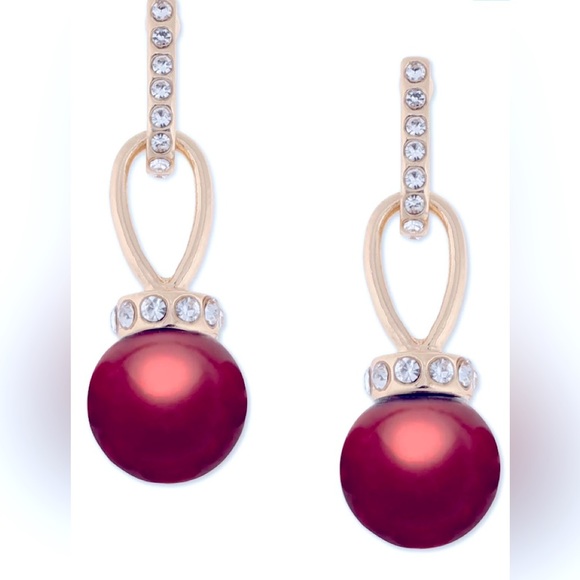 Imitation Pearl and Pavé Drop Earrings! - Picture 1 of 5